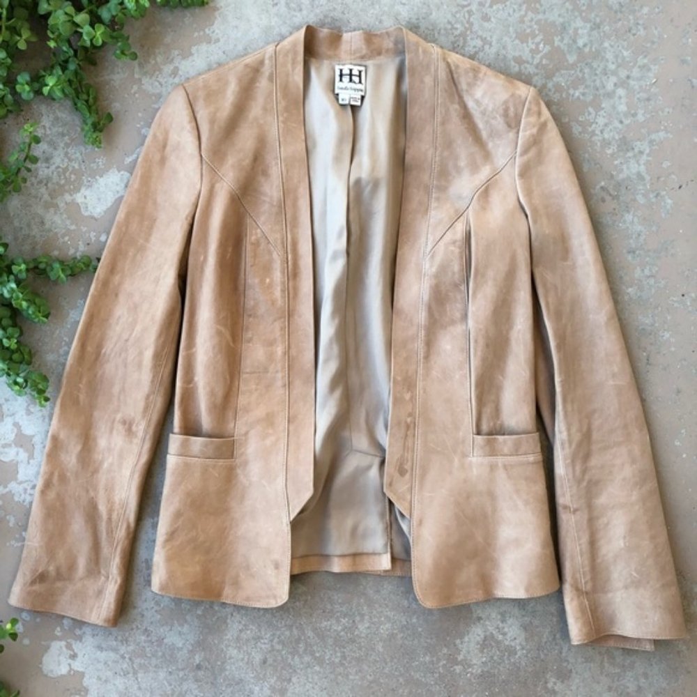 Haute Hippie Tan Distressed Lamb Leather Jacket